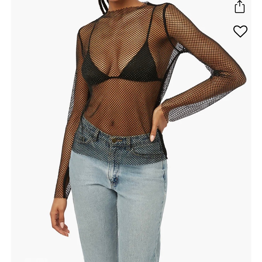 WeWoreWhat crystal mesh top